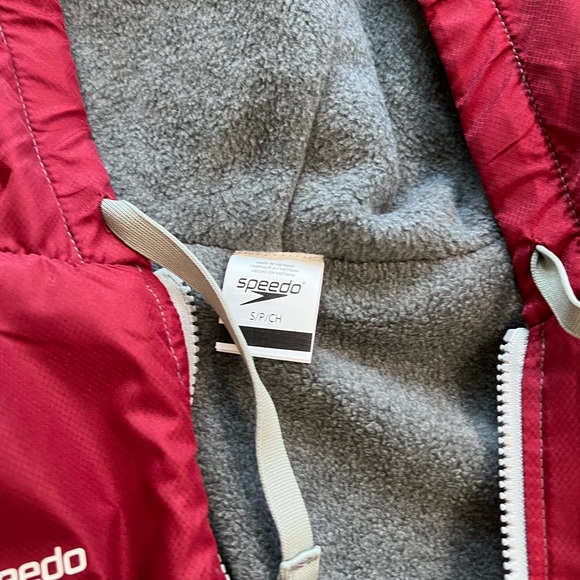 Speedo Unisex Swim Parka Maroon Long Jacket - Picture 3 of 7